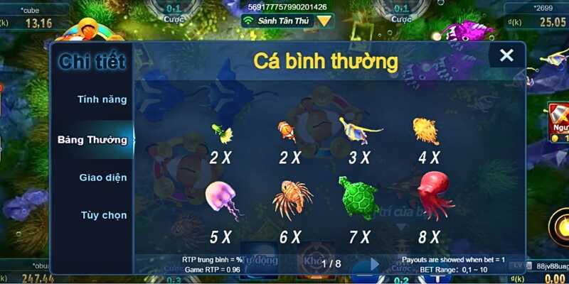 Nắm rõ các loại cá và điểm thưởng tương ứng trong bắn cá h5